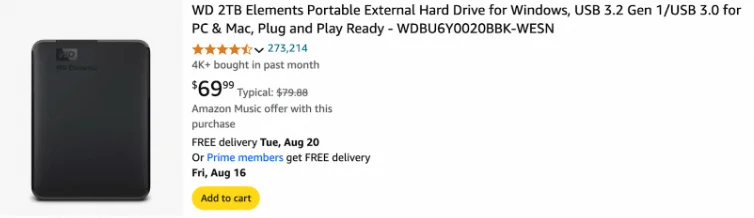 Screenshot of this product on Amazon