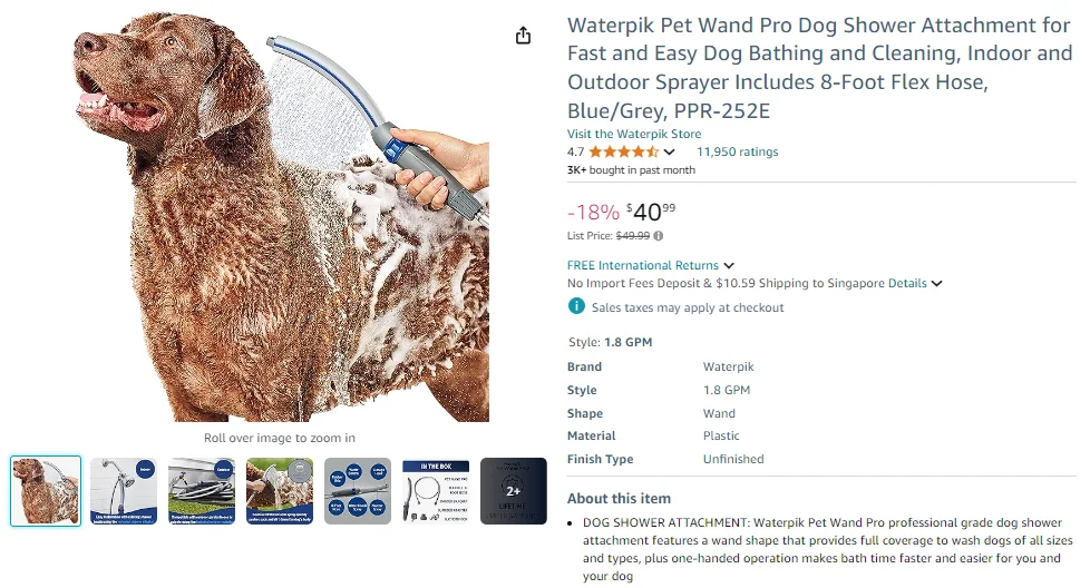 Accessorio per doccia per cani Waterpik Pet Wand Pro