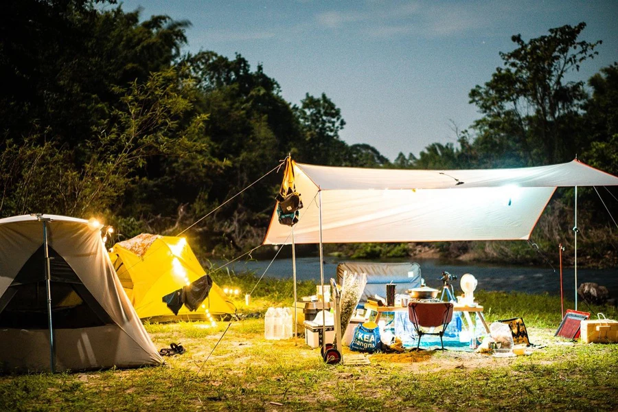 acampamento, barraca, acampamento noturno