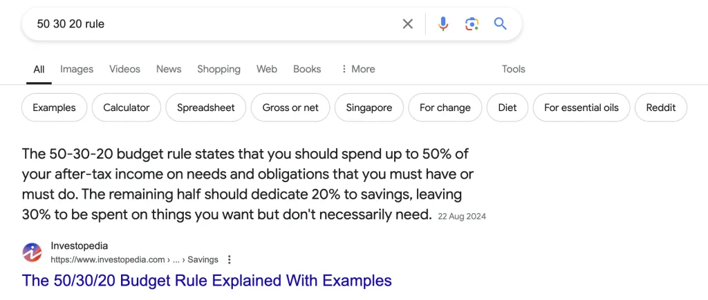 investopedias featured snippet result