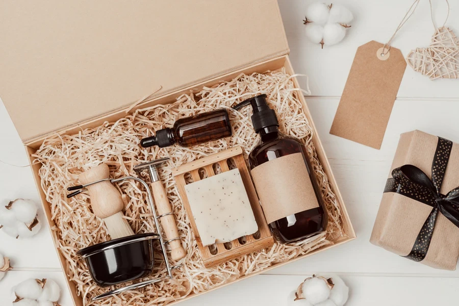 selfcare gift box packaged in an eco-friendly seasonal presentation