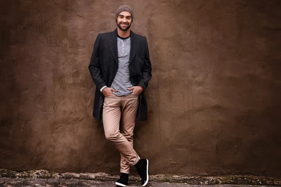 Smiling man portraying the smart casual beanie style