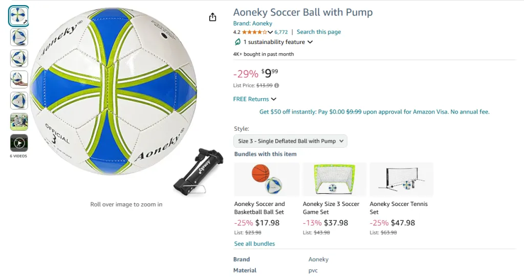 Aoneky Soccer Ball with Pump