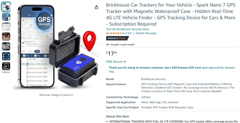 Brickhouse Car Trackers for Your Vehicle - Spark Nano 7 GPS Tracker