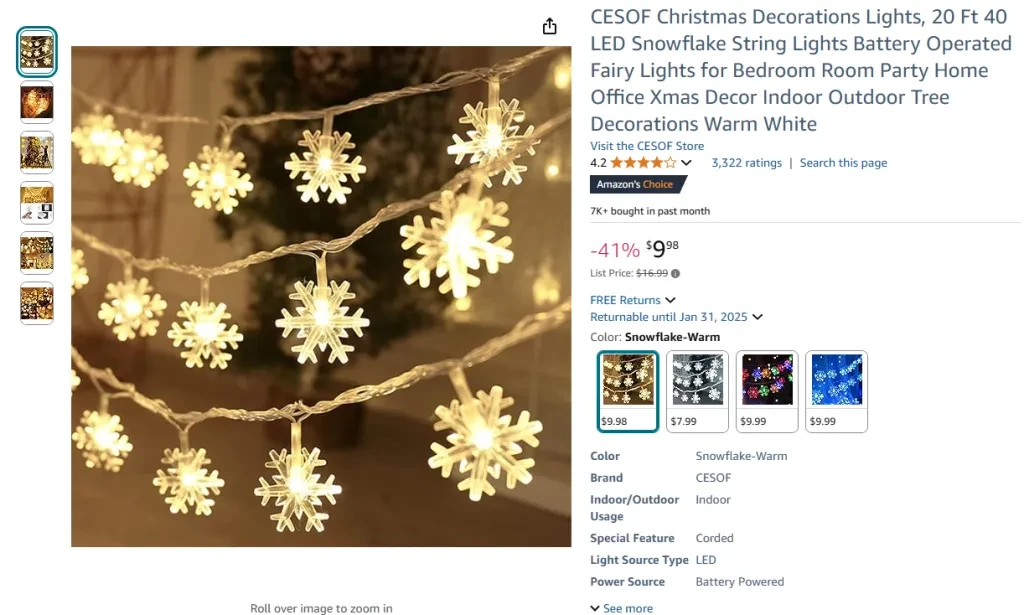 CESOF Christmas Decorations Lights