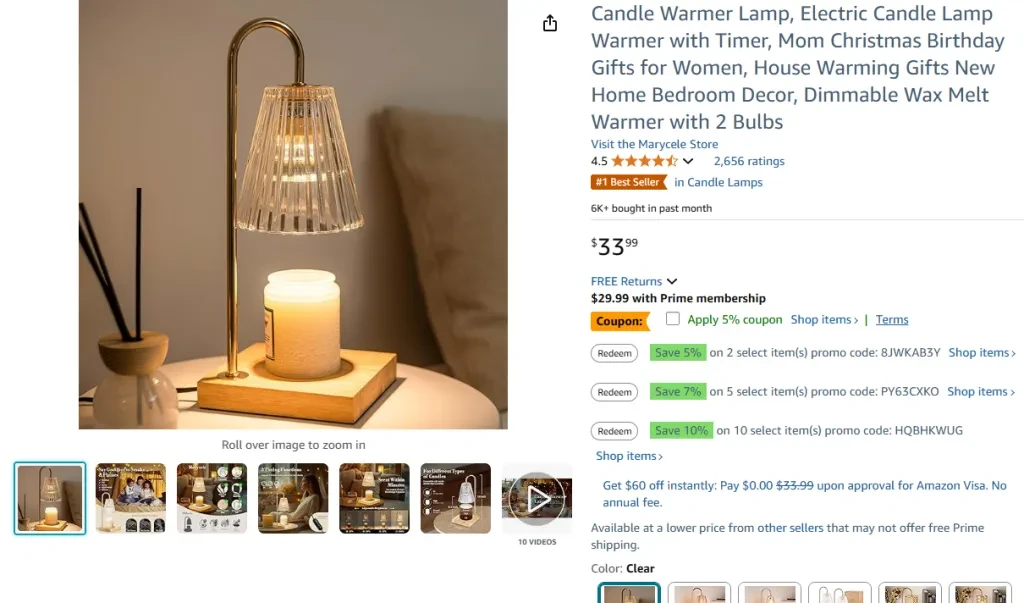 Candle Warmer Lamp, Electric Candle Lamp Warmer with Timer