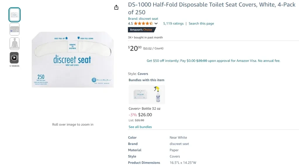 DS-1000 Capas descartáveis ​​para assento sanitário dobráveis ​​pela metade