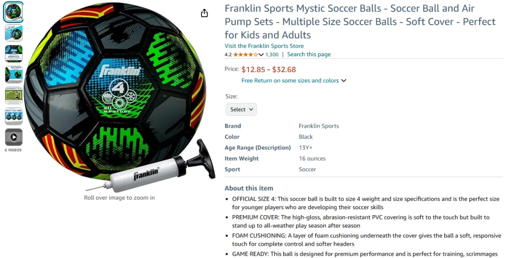 Franklin Sports Mystic Soccer Ball