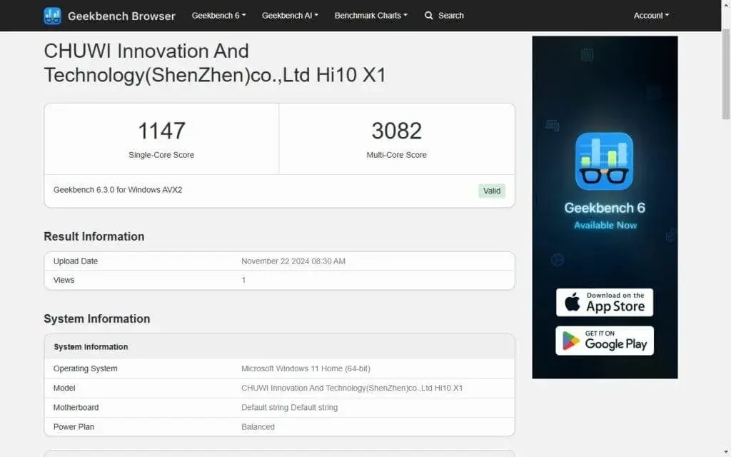 Pelayar Geekbench