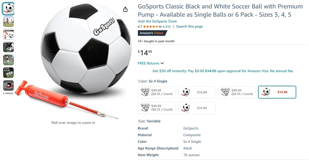 GoSports Classic Black and White Soccer Ball