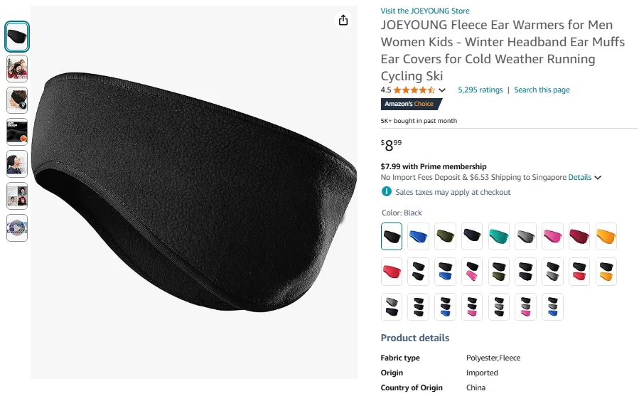 JOEYOUNG Fleece Ear Warmers for Men, Women, and Kids