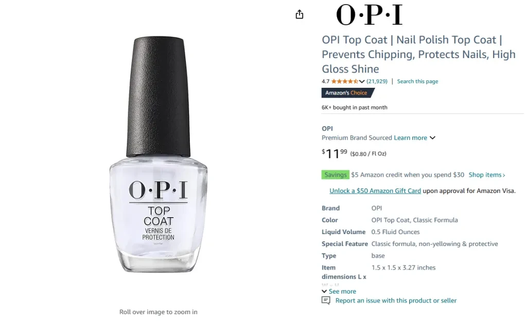 OPI Top Coat - Esmalte Top Coat