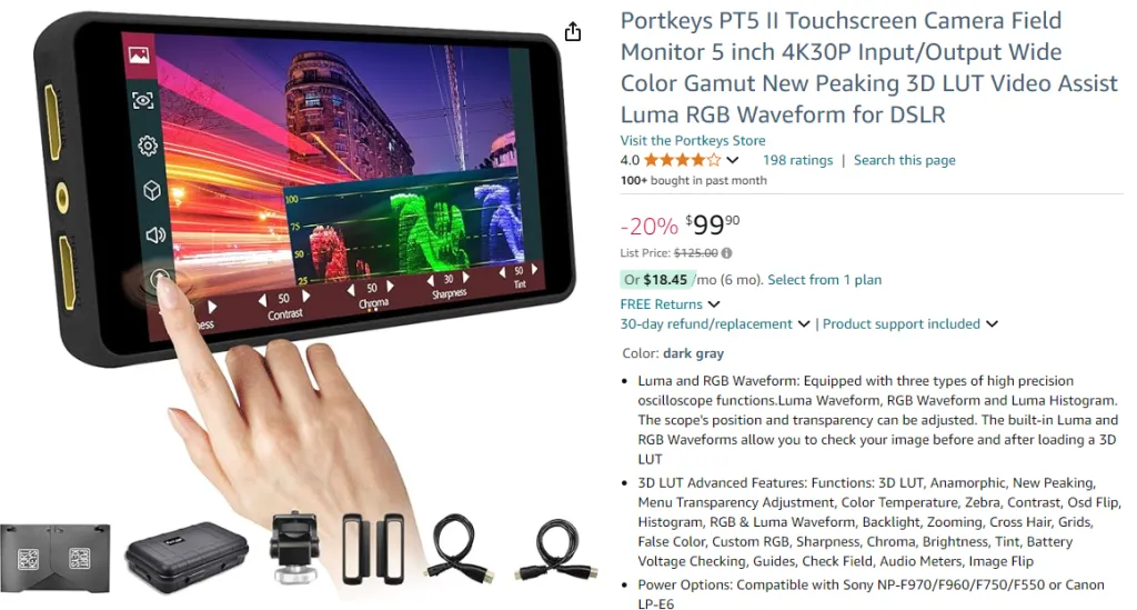 Portkeys PT5 II Touchscreen-Kamera-Feldmonitor