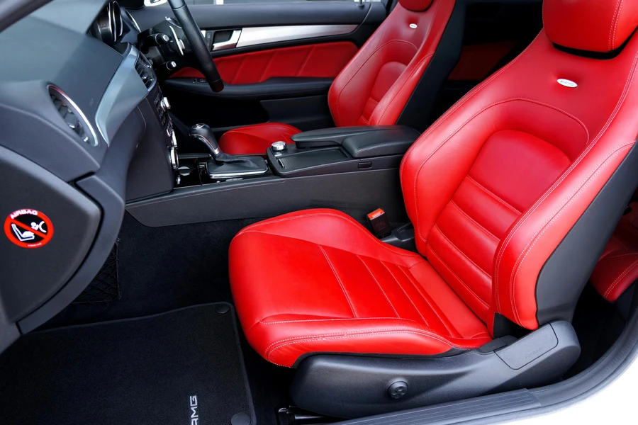 Red, Leather Seats in Car