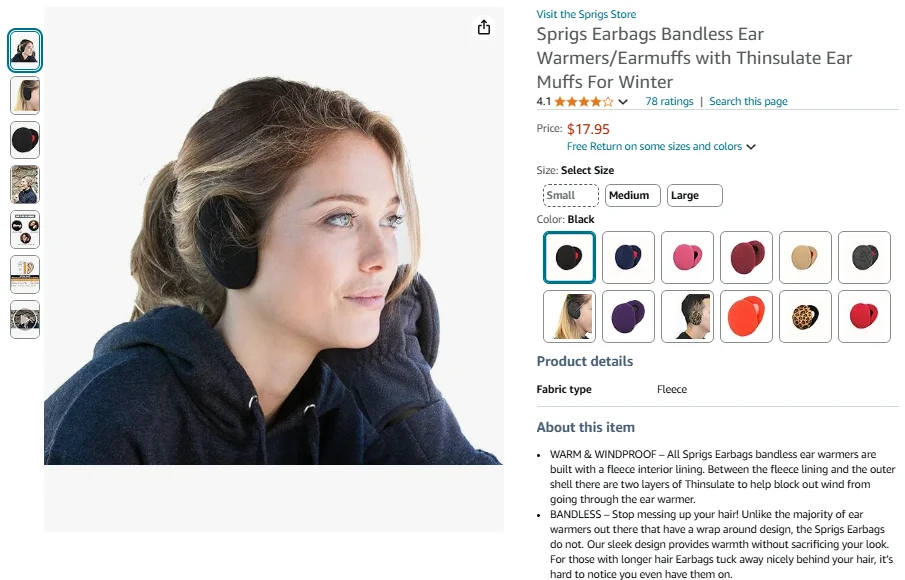 Sprigs Earbags Bandless Ear Warmers