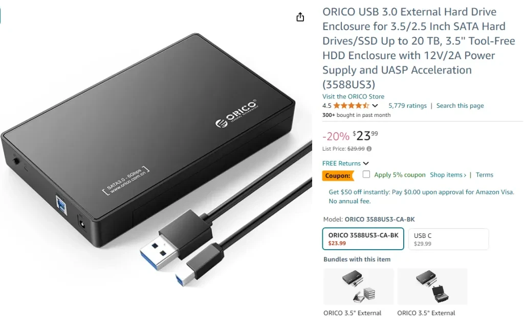 Gabinete para disco rígido externo USB 3.0 ORICO