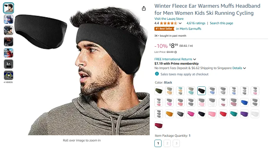 Winter Fleece Ear Warmers Muffs Headband for Men