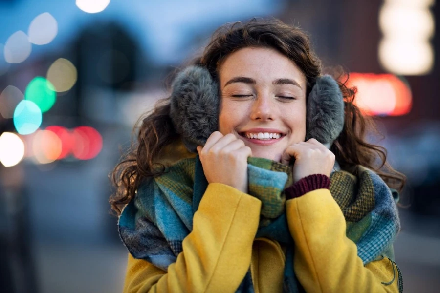 Woman Enjoy Warm Clothes in Winter