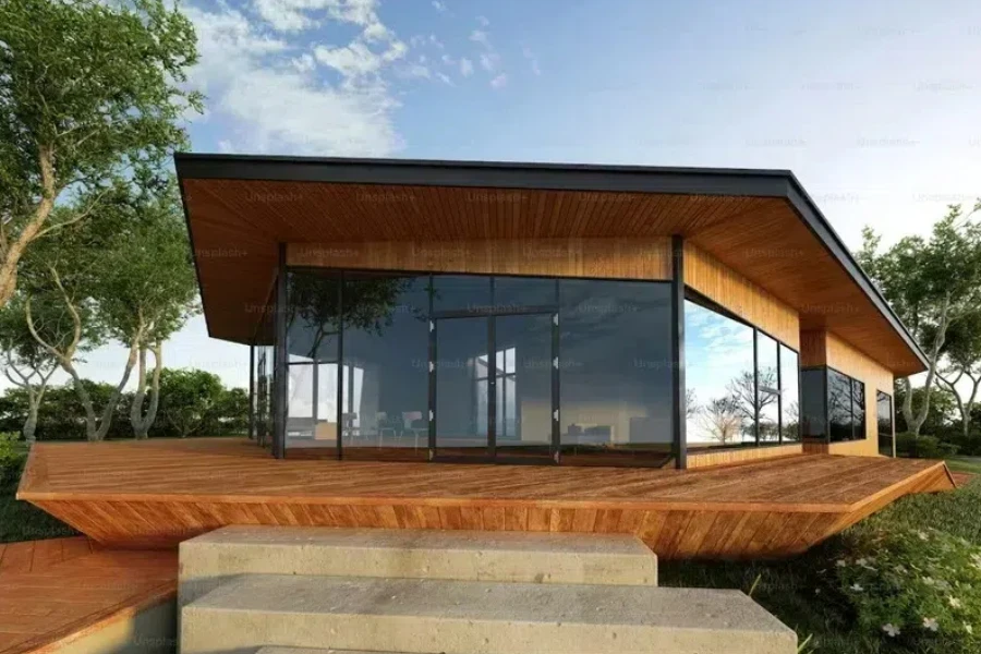 A modern modular home in 3D shape