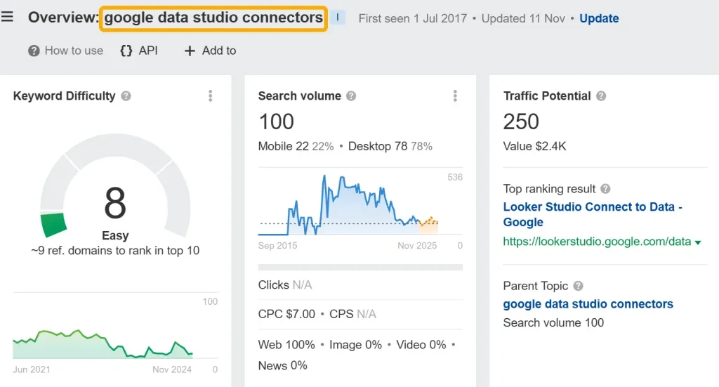 Google Data Studio-Anschlüsse