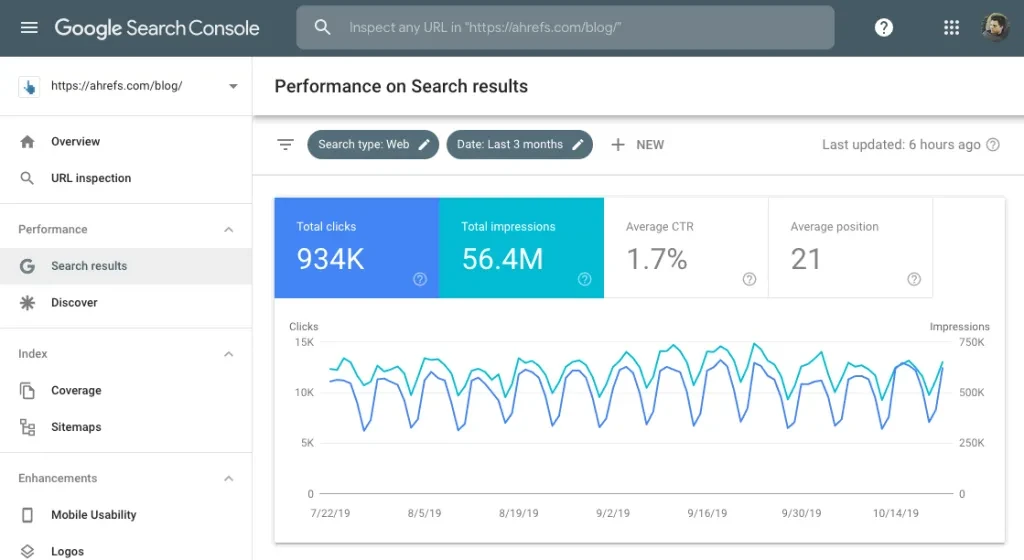 google search console screenshot