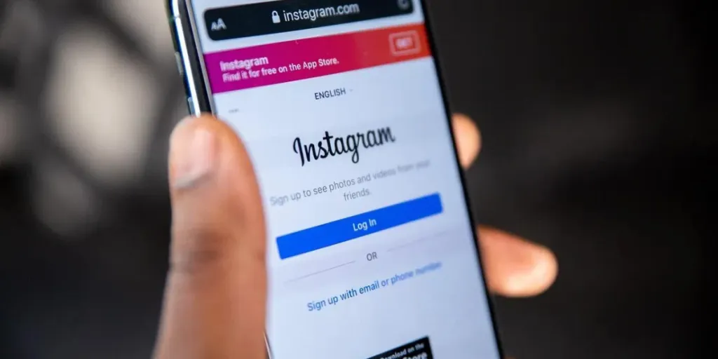 Instagram login page on the phone