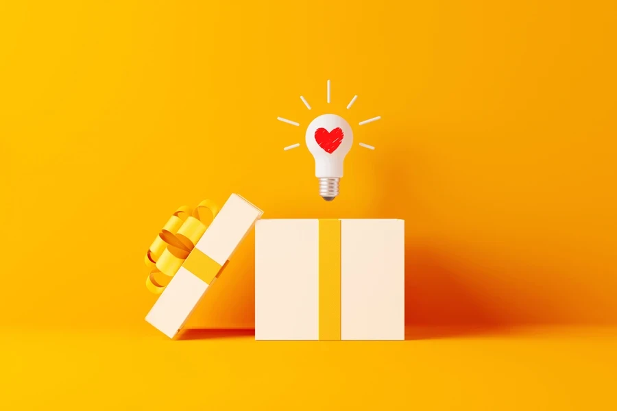 A gift idea concept on a yellow background