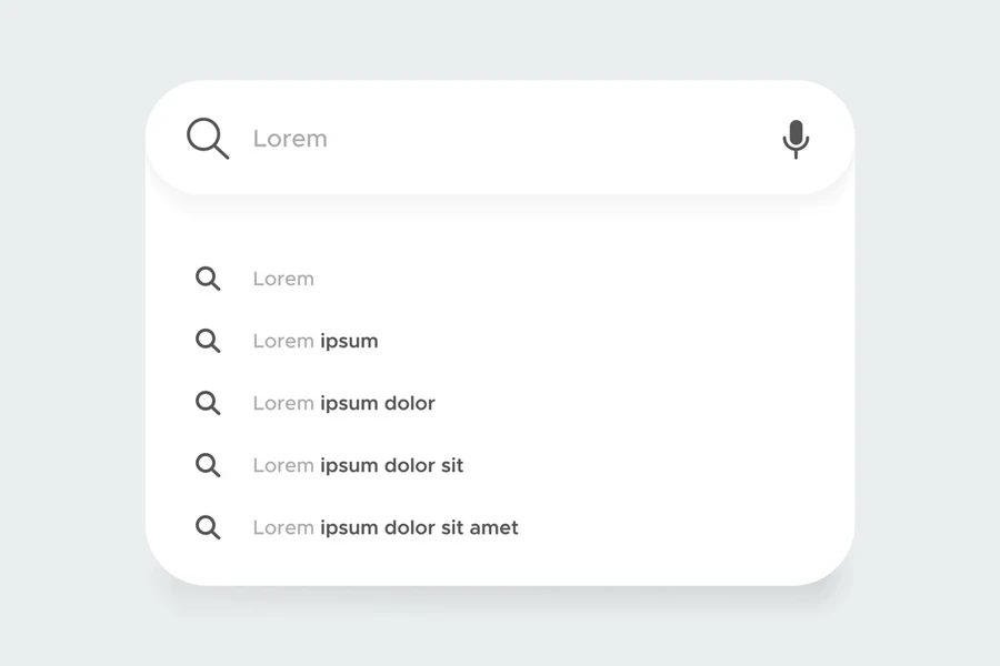 Öneriler içeren bir arama çubuğu