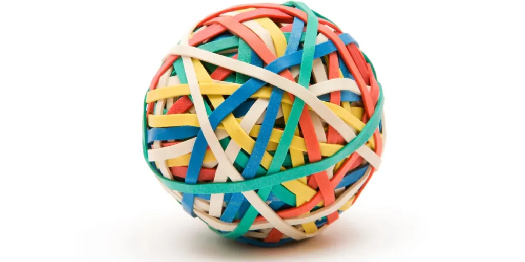 Ball made of multi colored rubber bands