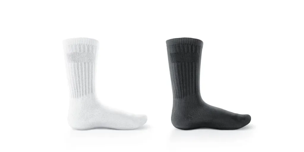 Blank black and white long socks design mockup, isolated