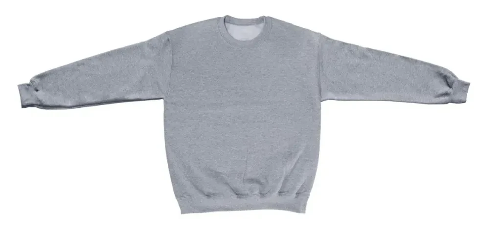 Beyaz arka planda boş sweatshirt gri renkli mock up şablonu