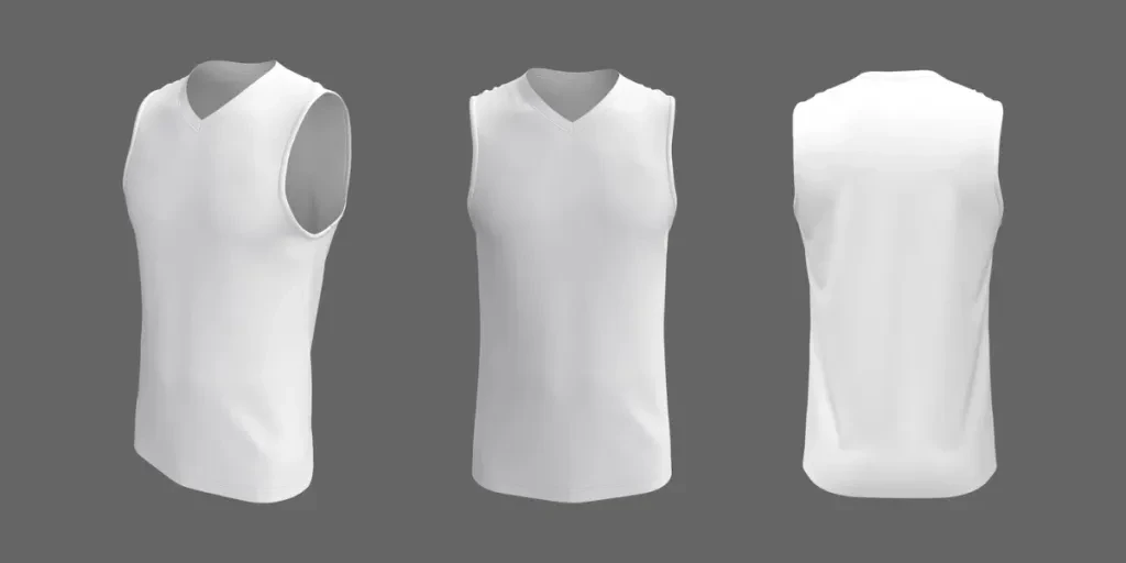 Maqueta de camiseta sin mangas con cuello en V en blanco en el frente