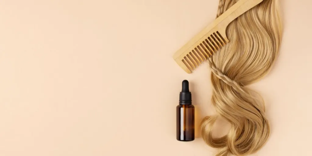 Bottle of oil for restore and recovery damaged hair