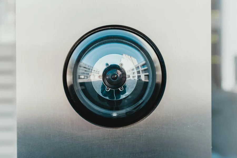 Close up of security camera lens