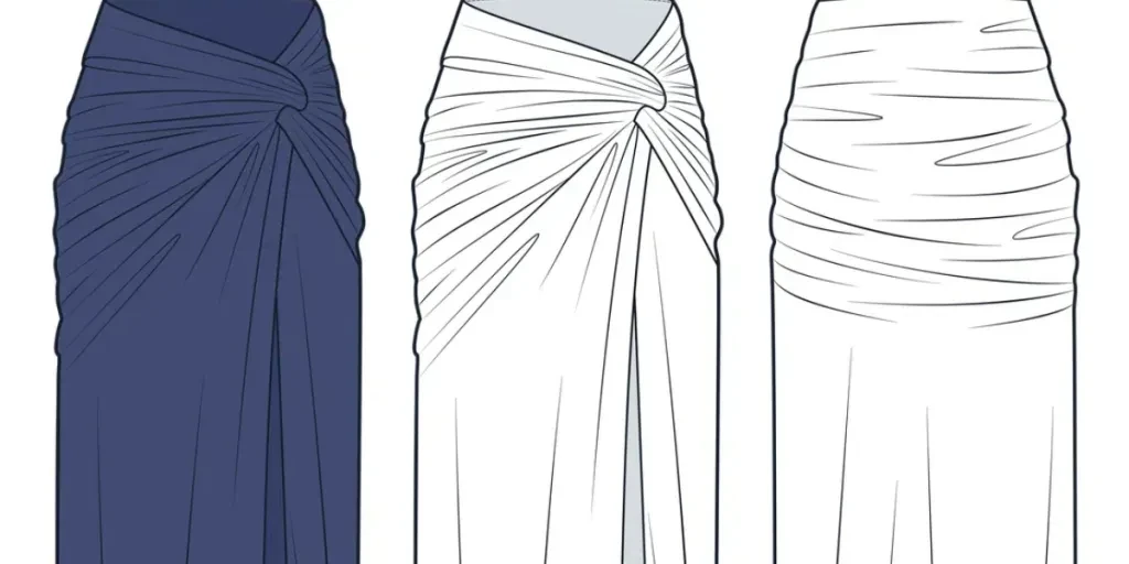 Draped Skirt technical fashion illustration