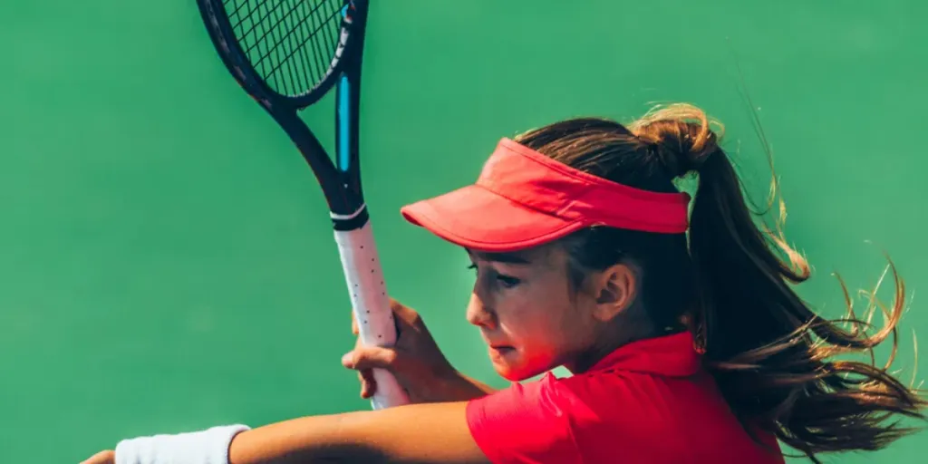 Niña, jugar al tenis