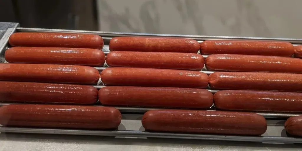 Hotdogs Grilling on a Electric Roller Machine