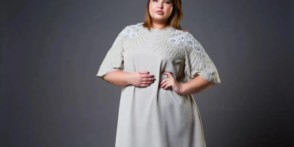 Plus size fashion model in casual clothes