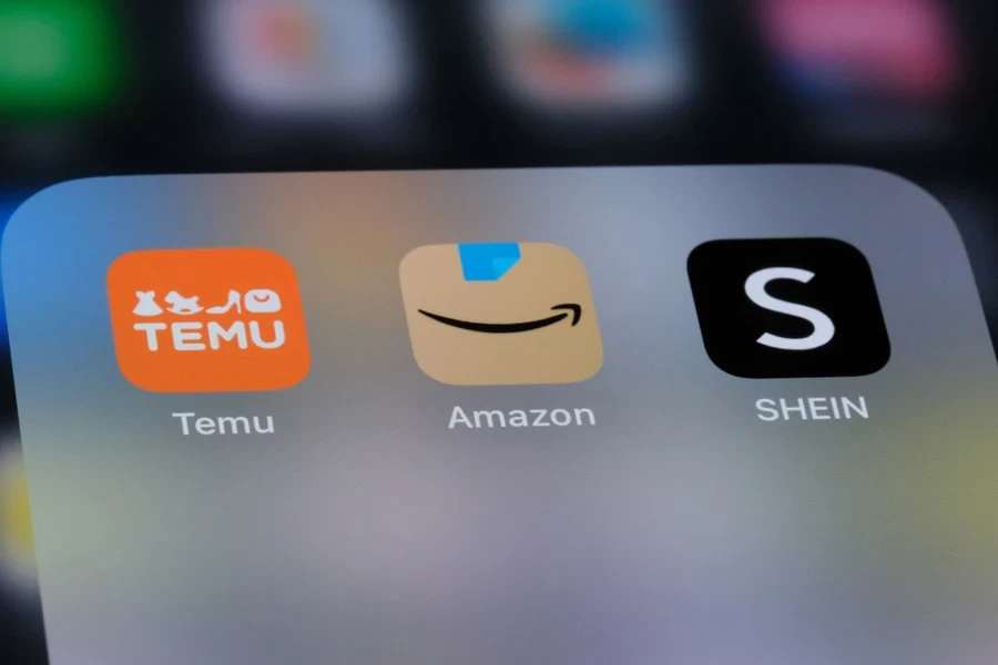 Temu next to Amazon and SHEIN