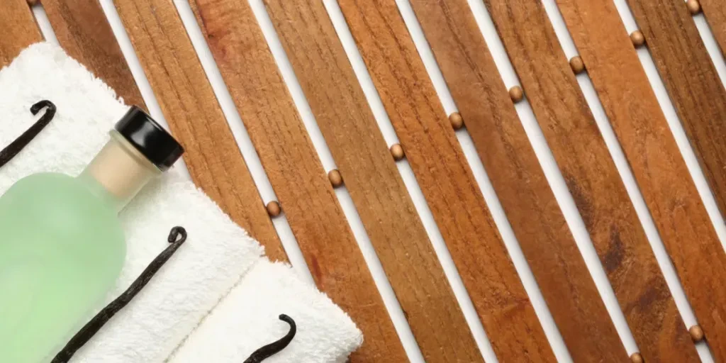 Towels with Vanilla on Wood Mat