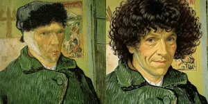 Autorretrato de Van Gogh con cabello rizado.