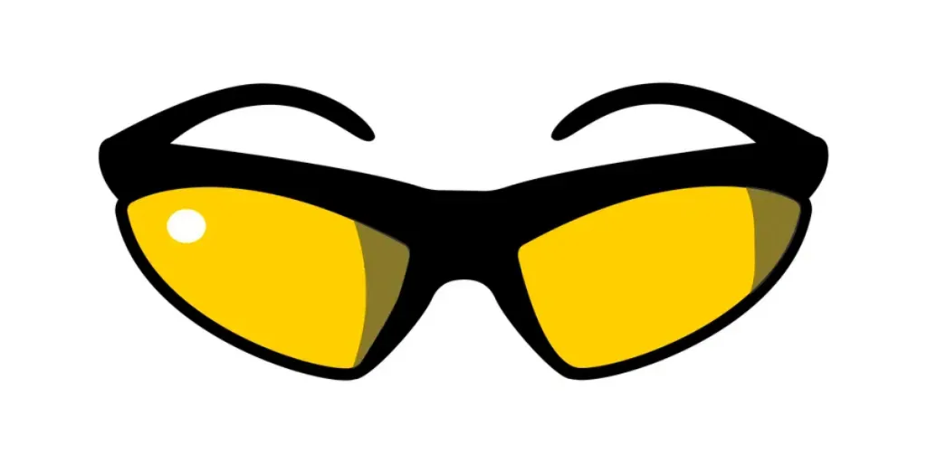 Icône d'illustration vectorielle de lunettes de sport plates en couleurs jaune et noir sur fond blanc