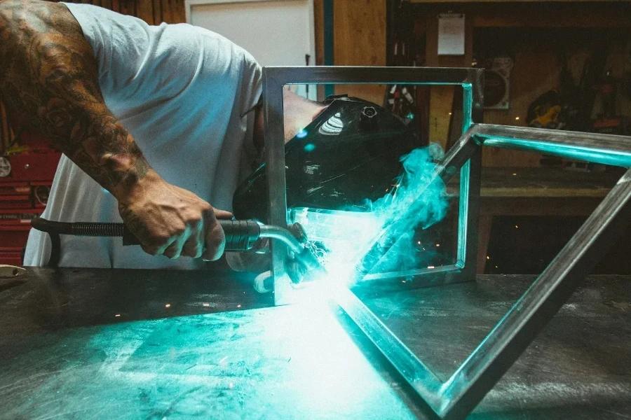 A man welding metals