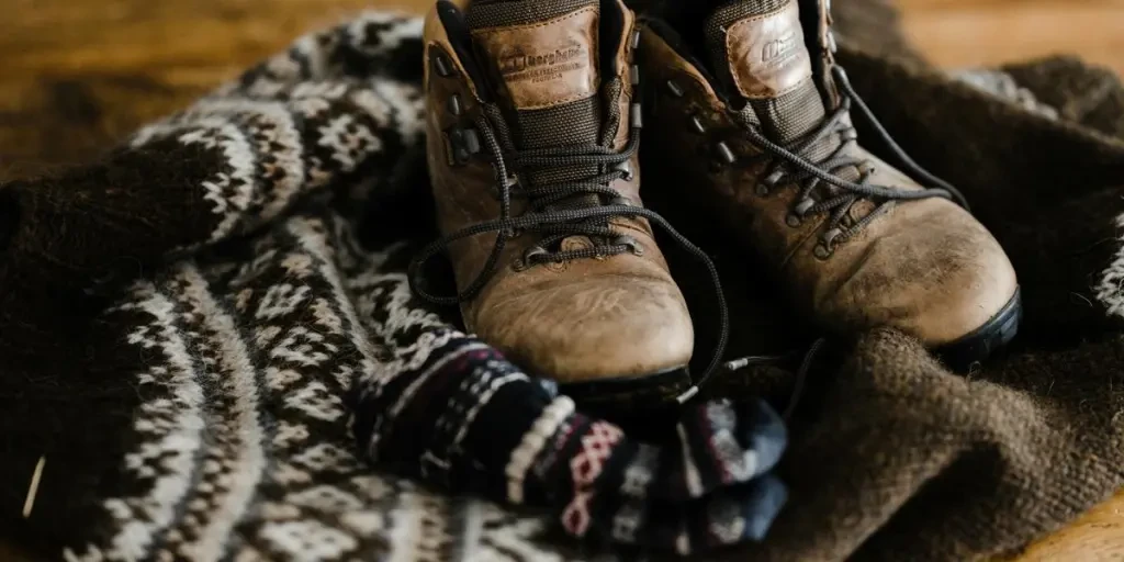 braune Lederstiefeletten mit Schnürung