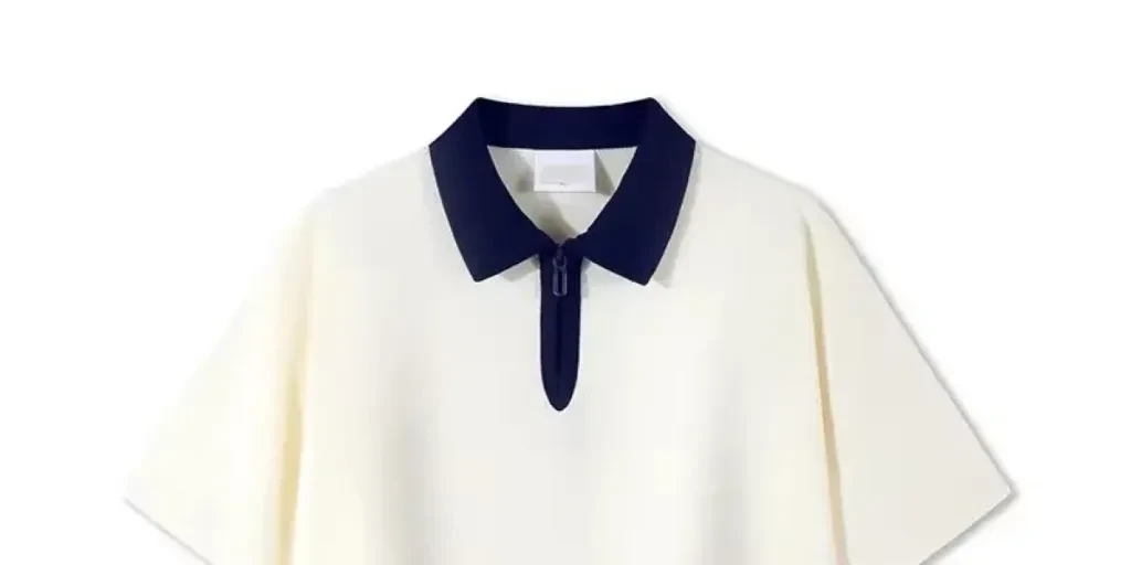 das weiße Poloshirt mit Reißverschluss