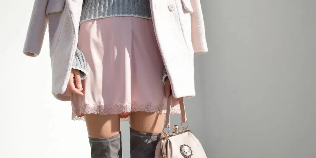 woman is wearing a pink skirt