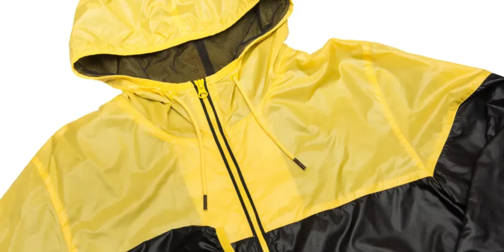 coupe-vent jaune et noir imperméable et résistant à la pluie sweat à capuche veste brillante fermeture éclair complète