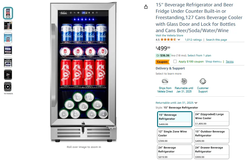 15'' Beverage Refrigerator and Beer Fridge