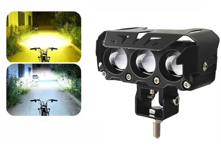 3 Lentes Flash Motocicleta LED Holofote