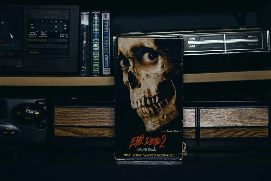 A VHS tape sitting on the VCR